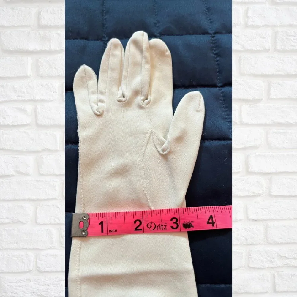 Vintage White Cotton Ruched Opera Gloves for Small Hands‎ – Elegant Formal